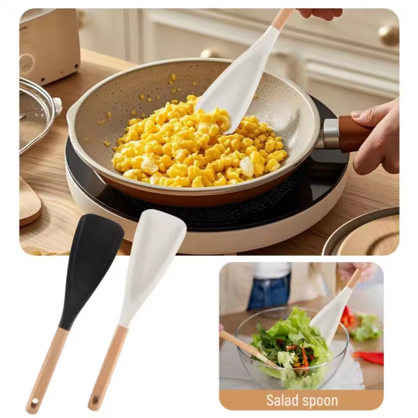 Silicone Salad Spatula with Wood Handle